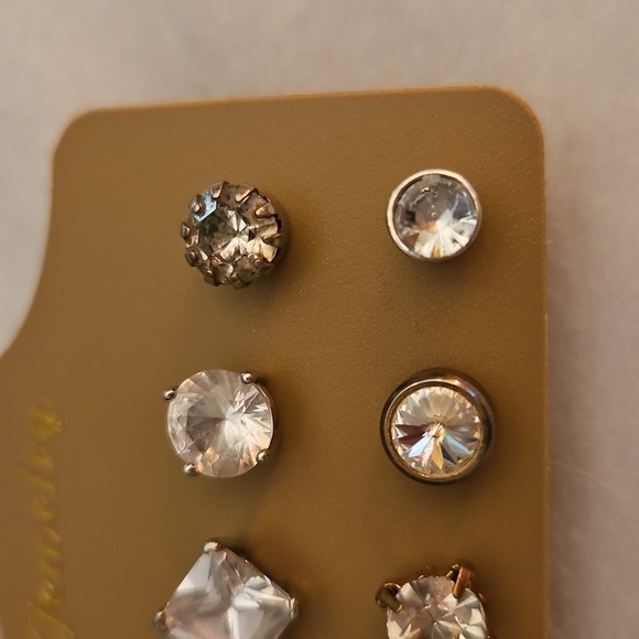 Twelve Assorted Crystal Post Earrings - Picture 4 of 4